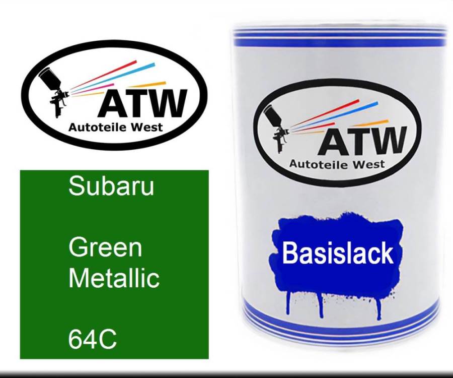 Subaru, Green Metallic, 64C: 500ml Lackdose, von ATW Autoteile West.